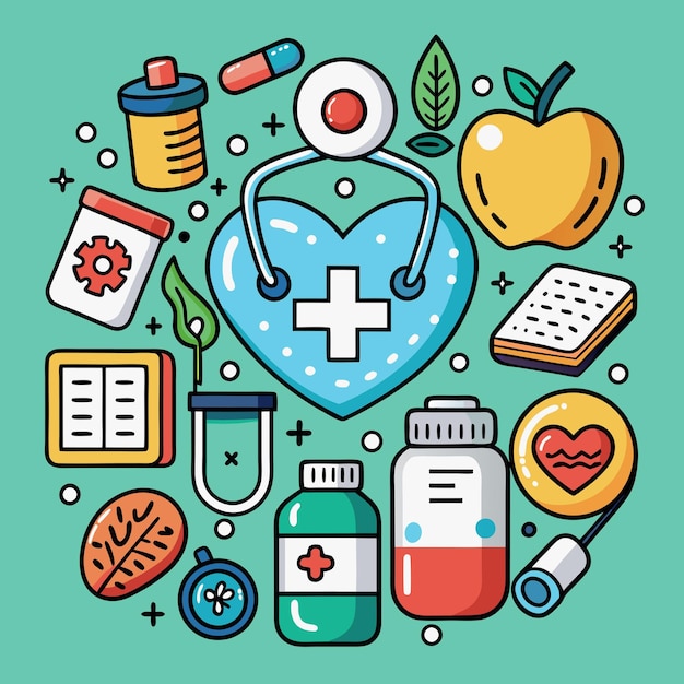 Vector healthcare and medical icons set vector