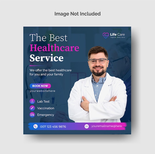 Vector healthcare and medical instagram post or social media promotion web banner template premium vector