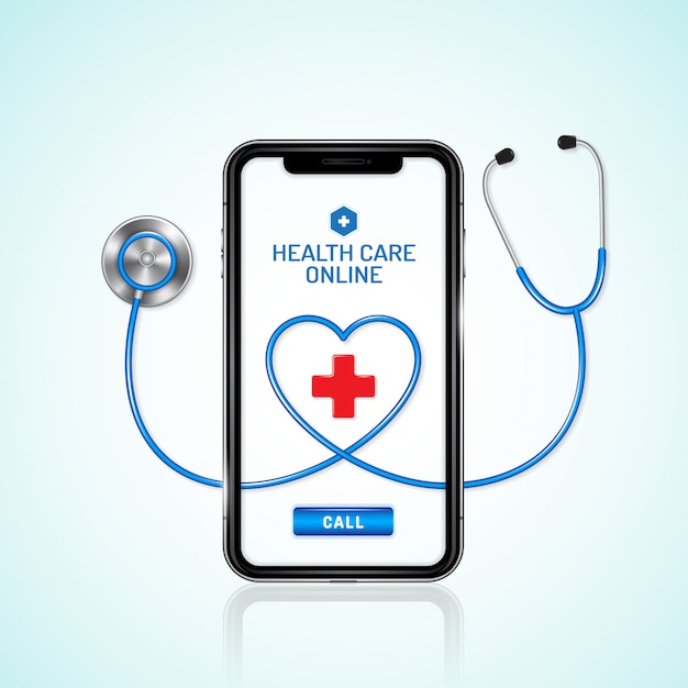 Healthcare and medical online phone and stethoscope