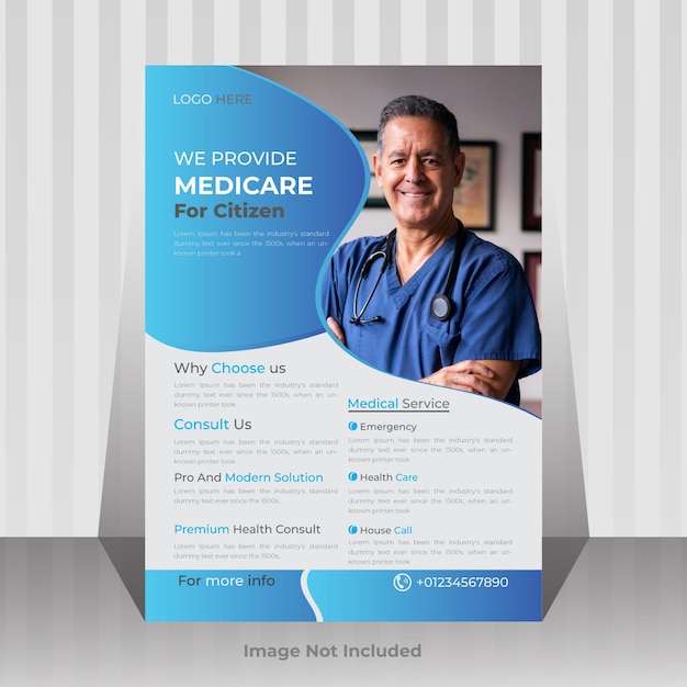 Healthcare medical poster and flyer design template