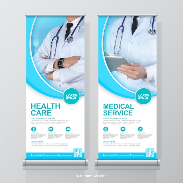 Healthcare and medical roll up design and standee banner template for exhibition