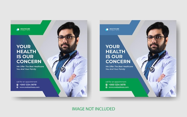 Healthcare and medical social media banner and instagram post  template