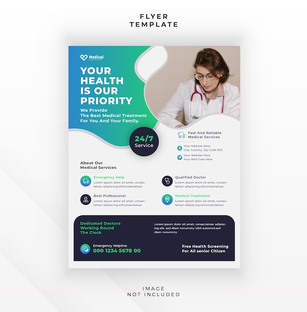 Healthcare medical treatment flyer design medicine brochure and report pamphlet leaflet template