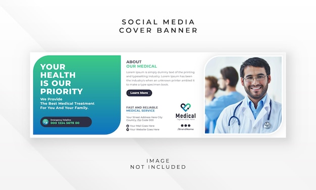 Healthcare medical treatment social media twitter banner web cover template design