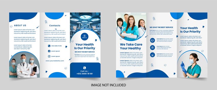 Vector healthcare medical trifold brochure template design