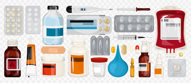 healthcare medication icon set