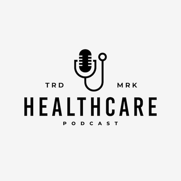 Vector healthcare podcast microphone medical vintage hipster logo vector icon illustration