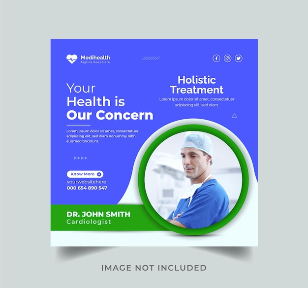 Vector healthcare promotional social media instagram post design template premium vector