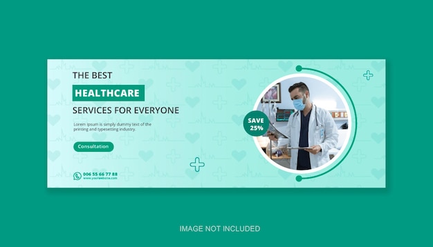 Vector healthcare social media banner design or dental doctor social media cover template