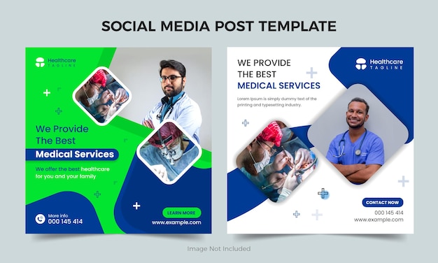 Healthcare social media banner design. healthcare or medical promotion square post