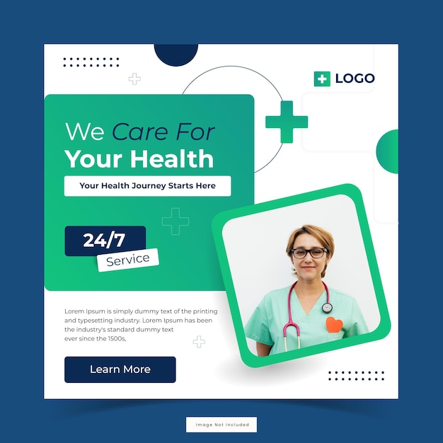 Vector healthcare social media post banner