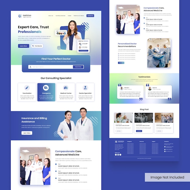 healthcare website landing page template