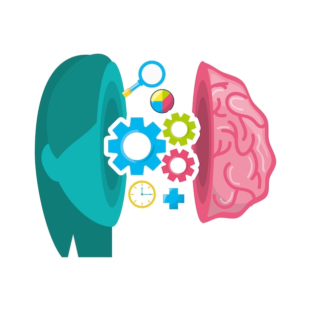 healthy brain with gears process work