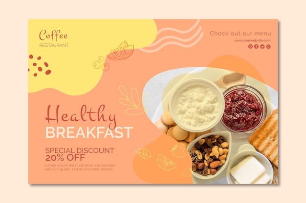 Healthy breakfast banner template