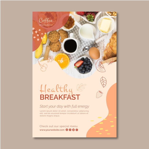 Healthy breakfast flyer template