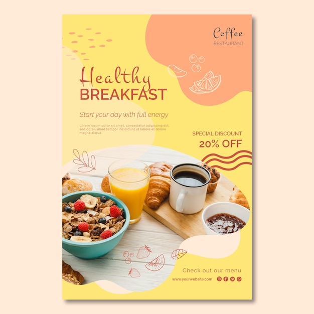 Vector healthy breakfast poster template