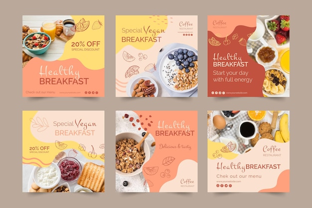 Healthy breakfast social media posts template