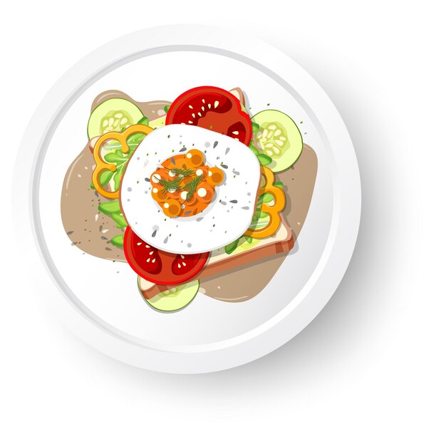 Vector healthy breakfast with egg bread toast