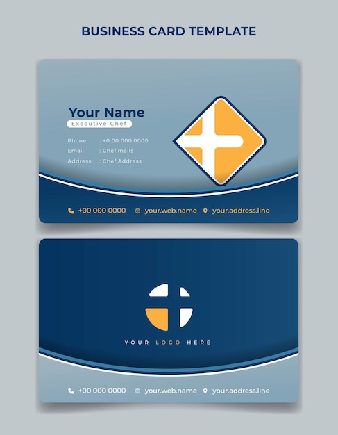 Healthy business card in blue background design