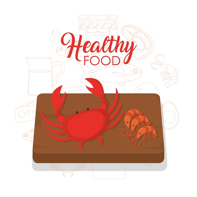 Healthy and delicious seafood cartoons 