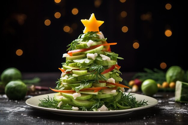 Вектор Здоровый десерт идея для детей вечеринка смешной съедобный киви гранат рождественская елка