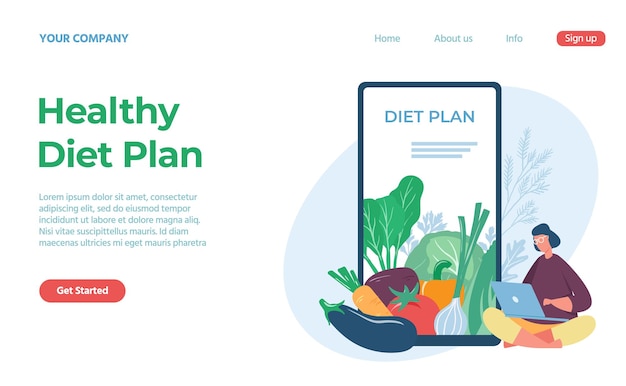 Vector healthy diet plan nutrition with fresh foodstuff