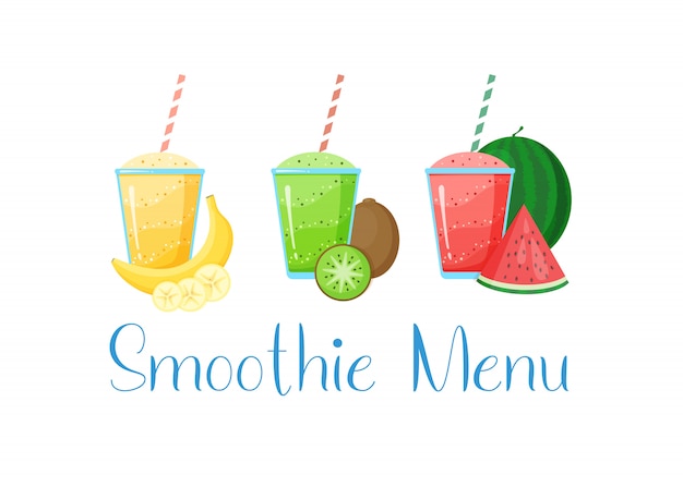 Healthy diet raw fruit smoothie drink collection