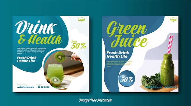 Healthy drink and food menu promotion social media post banner template