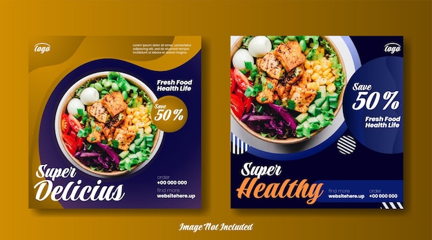 Healthy drink and food menu promotion social media post banner template