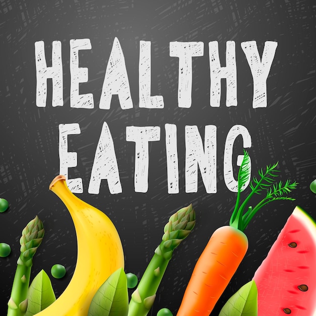 Vector healthy eating concept with sample text eat fresh healthy food vector illustration