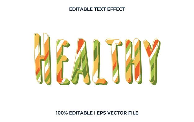 Вектор Здоровый редактируемый текстовый эффект, стиль шрифта типографики, красочный 3d текст для заголовка