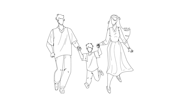 Healthy Family Walking Together Outdoor