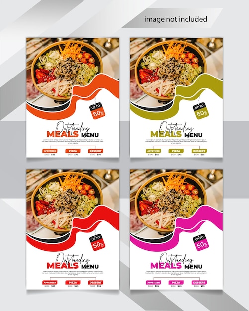 Вектор Дизайн флаера здорового быстрого питания и шаблон дизайна флаера меню ресторана