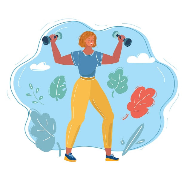 Здоровая фитнес-женщина на синем