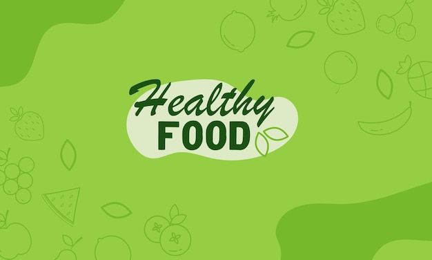 緑の果物の健康食品背景バナーポスター