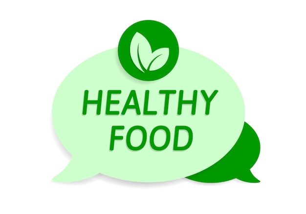 Vector healthy food banner green speech bubbles superfood plantbased diet organic product