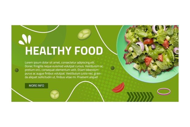 Vector healthy food banner template with photo