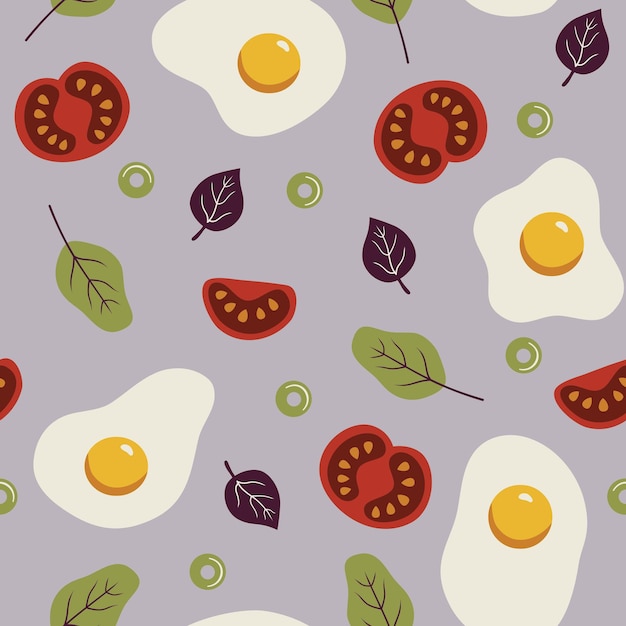 Healthy food breakfast seamless pattern background