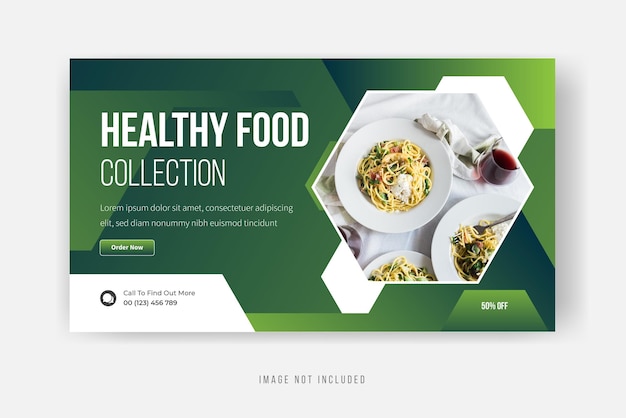 Vector healthy food collection youtube thumbnail banner design premium vector