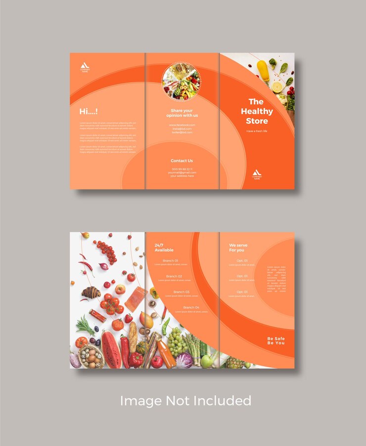 Healthy food concept trifold brochure