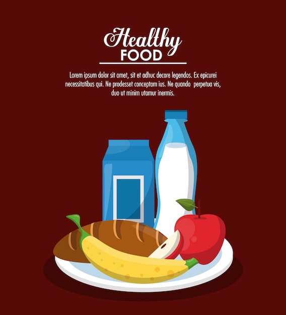 Healthy food concept with information
