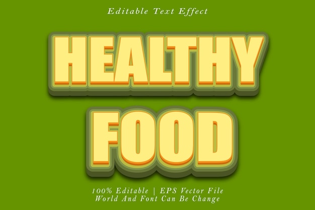 Healthy food editable text effect 3d emboss cartoon style