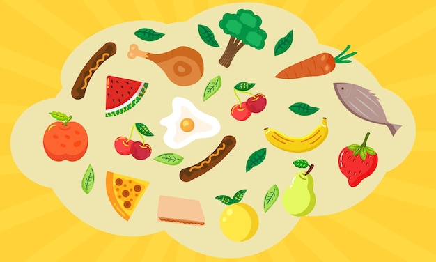 Vector healthy food flat template backround