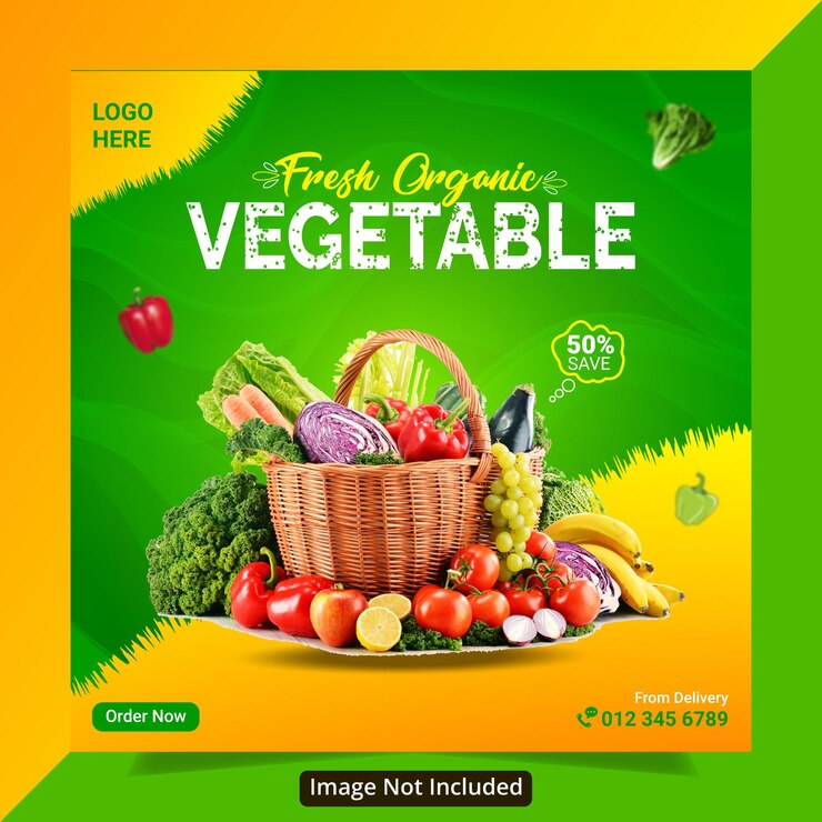 Healthy food Fresh and green vegetable social media banner template design