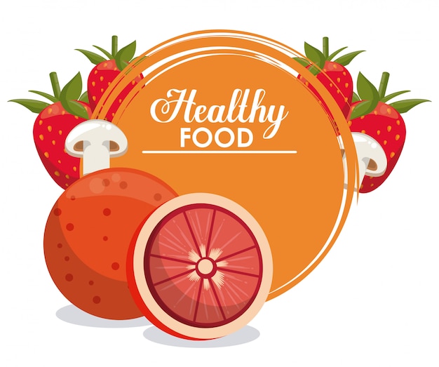 Healthy food grape fruit and strawberries