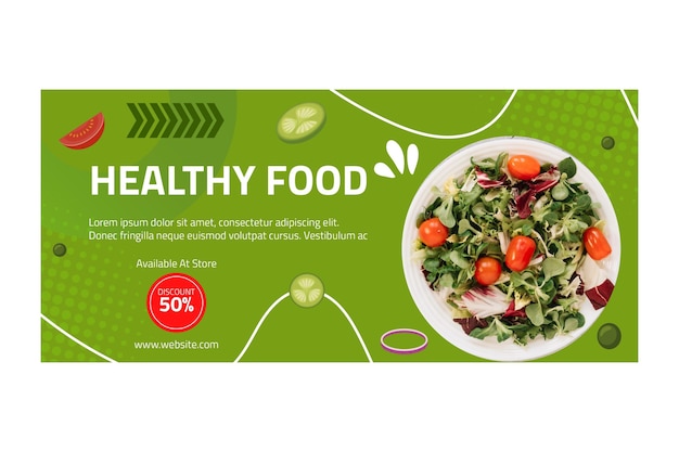 Healthy food horizontal banner template with photo