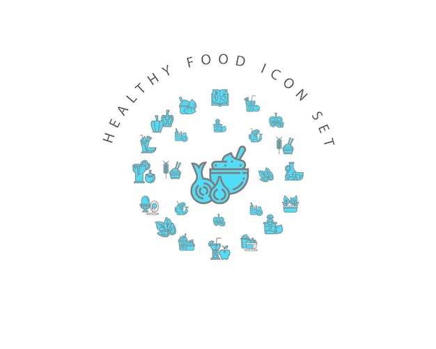 Healthy food icon set design