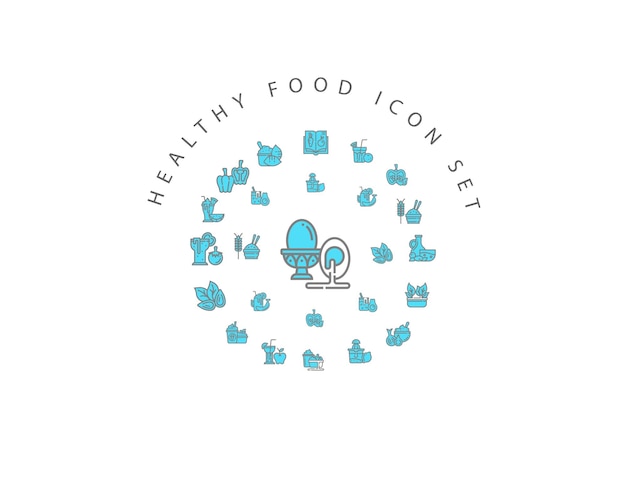 Healthy food icon set design