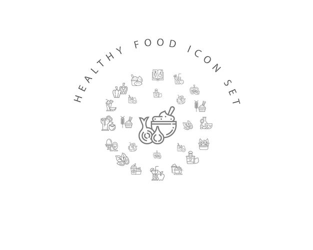 Healthy food icon set design