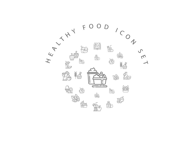 Healthy food icon set design